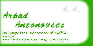 arpad antonovics business card